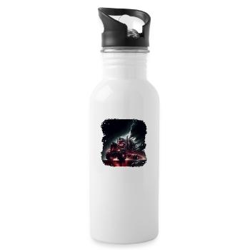 Dunkler Reiter der Apokalypse auf einem Lastwagen - Trinkflasche mit integriertem Trinkhalm - Weiß - Rechts