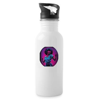Celebrating girl - Water bottle with straw - white - Right