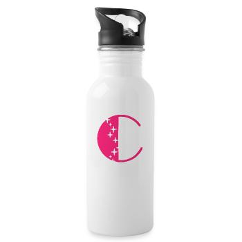 Buchstabe C Glitzer - Trinkflasche mit integriertem Trinkhalm - Weiß - Rechts