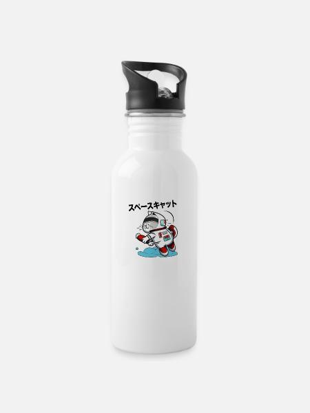 CHAT DE L’ESPACE JAPONAIS - Gourde avec paille intégrée - blanc