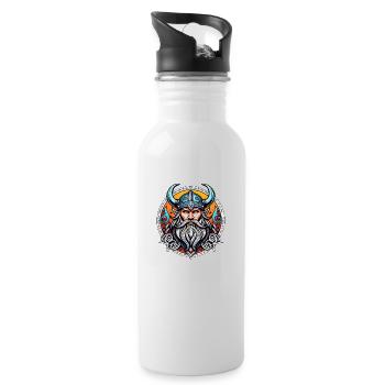 Viking Odin Thor Valhalla - Water bottle with straw - white - Right