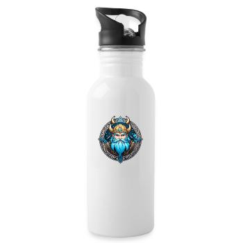 Viking Odin Thor Valhalla - Water bottle with straw - white - Right