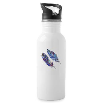 Feder - Trinkflasche mit integriertem Trinkhalm - Weiß - Rechts