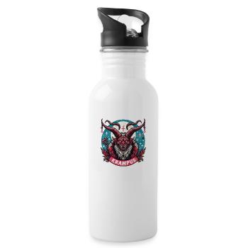 Christmas Krampus Logo - Water bottle with straw - white - Right