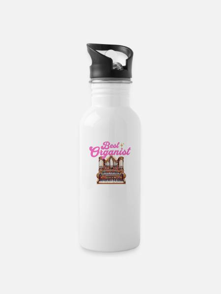 organist - Water bottle with straw - white