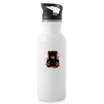Cool Horror Teddy Bear with Hoodie Evil - Water bottle with straw - white - Right