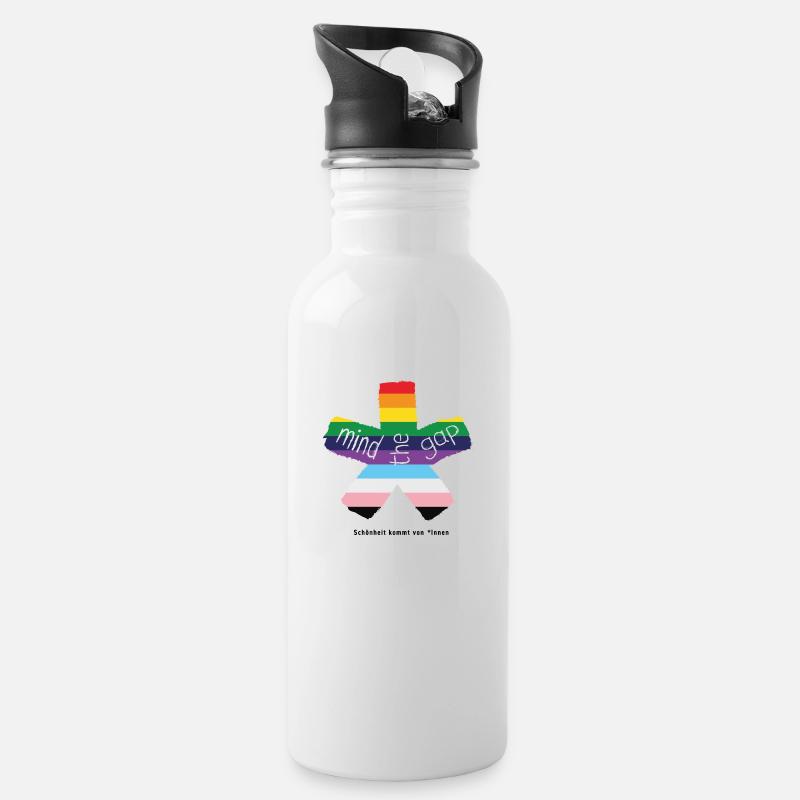 blockedTitle - Trinkflasche mit integriertem Trinkhalm - Weiß