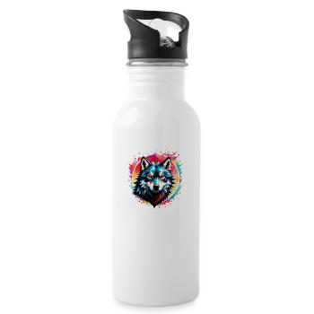Wolf Tattoo - Water bottle with straw - white - Right