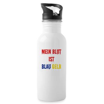 Bllau Gelb Sport Fan - Trinkflasche mit integriertem Trinkhalm - Weiß - Rechts