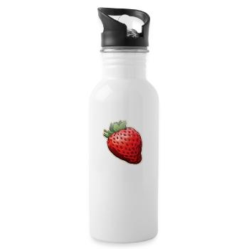 Erdbeere - Trinkflasche mit integriertem Trinkhalm - Weiß - Rechts