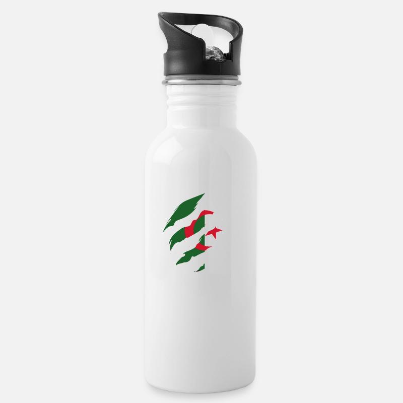 Drapeau Algérie -idée cadeau algérien - Gourde avec paille intégrée - blanc