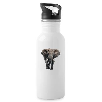 Afrikanischer Elefant - Trinkflasche mit integriertem Trinkhalm - Weiß - Rechts