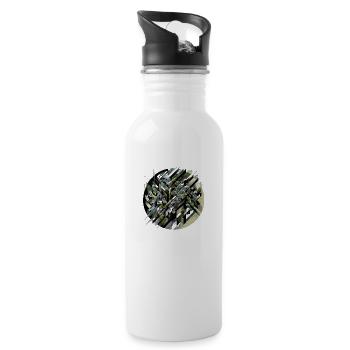 Abstract Tactical Swirl - Water bottle with straw - white - Right