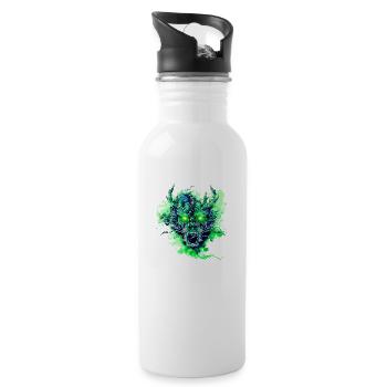 Grüner Drache - Trinkflasche mit integriertem Trinkhalm - Weiß - Rechts