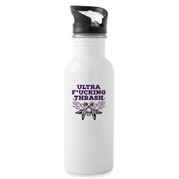 ultra fucking thrash metal - Trinkflasche mit integriertem Trinkhalm - Weiß - Rechts