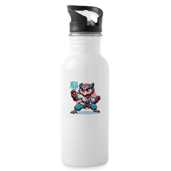 KUNG FU EULE 2 - Trinkflasche mit integriertem Trinkhalm - Weiß - Rechts