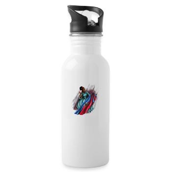 Haiti Haitian Flag Wife Princess I Gift - Water bottle with straw - white - Right