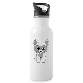 Süßer grauer Hund - Trinkflasche mit integriertem Trinkhalm - Weiß - Rechts