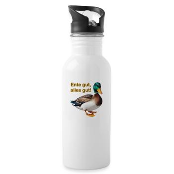 Ente gut, alles gut! - Trinkflasche mit integriertem Trinkhalm - Weiß - Rechts