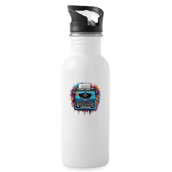 Typewriter Author - Water bottle with straw - white - Right
