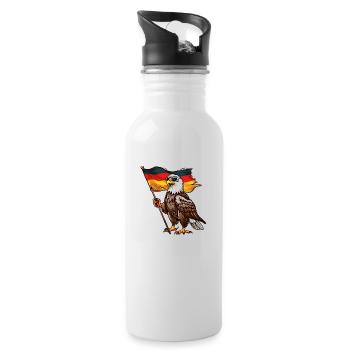 Deutschland Adler Germany Flag Eagle - Trinkflasche mit integriertem Trinkhalm - Weiß - Rechts