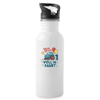 Cool Tractor 1st Birthday: Best Selling Gift! - Water bottle with straw - white - Right
