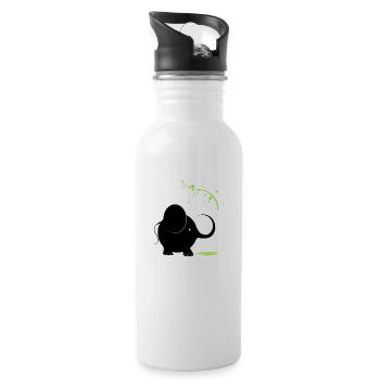Schwarzer Elefant mit grüner Farbe - Trinkflasche mit integriertem Trinkhalm - Weiß - Rechts