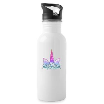 Einhorn süße Regenbogen lustige Einhörner magische Fantasie - Trinkflasche mit integriertem Trinkhalm - Weiß - Rechts