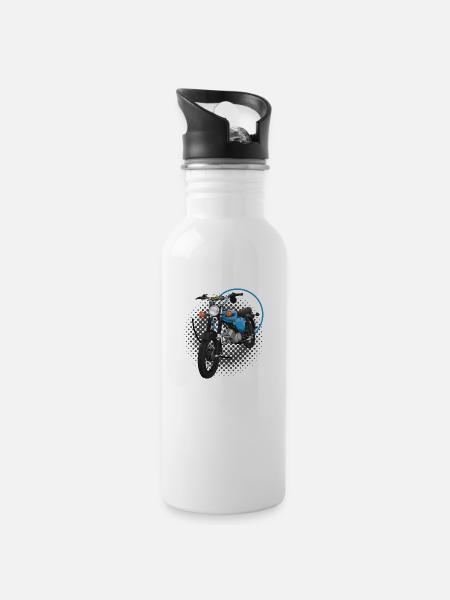 S51 (hellblau) // Illustration - Trinkflasche mit integriertem Trinkhalm - Weiß