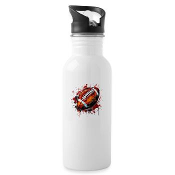 American Football Ball for Footballers & Fans - Water bottle with straw - white - Right