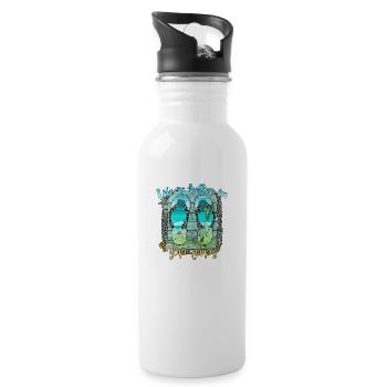 été lac nature flore art piscine mer plage amour - Gourde avec paille intégrée - blanc - Droite