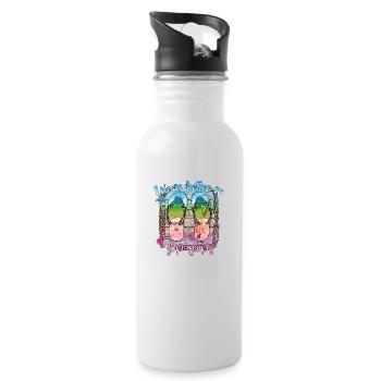 summer lake nature flora art pool sea beach love - Water bottle with straw - white - Right