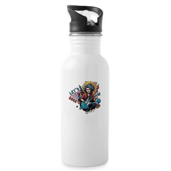 Let's Rock - Trinkflasche mit integriertem Trinkhalm - Weiß - Rechts
