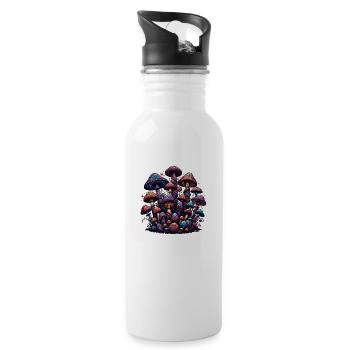 Psychedelic Mushroom Magic - Trinkflasche mit integriertem Trinkhalm - Weiß - Rechts