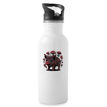 Trippy Polka Dot Pig - Trinkflasche mit integriertem Trinkhalm - Weiß - Rechts