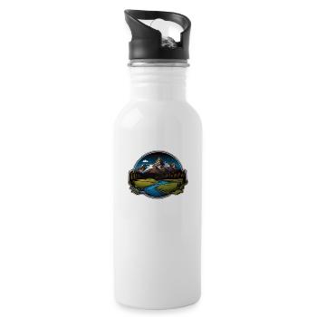 Schweizer Berge - Trinkflasche mit integriertem Trinkhalm - Weiß - Rechts