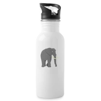African elephant - Water bottle with straw - white - Right