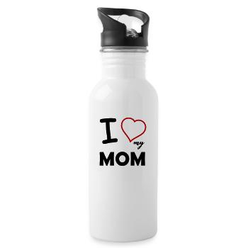 i love my mom - Trinkflasche mit integriertem Trinkhalm - Weiß - Rechts