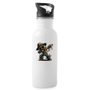 Dabbing Scarecrow - Water bottle with straw - white - Right