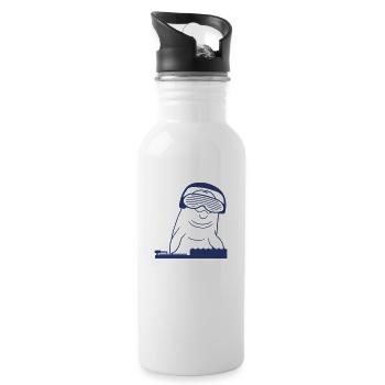 Lustiger DJ Delfin Mischpult Cool Party Musik Fun - Trinkflasche mit integriertem Trinkhalm - Weiß - Rechts