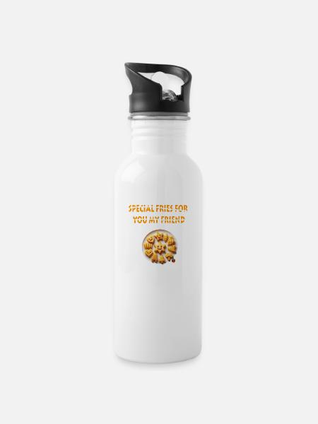 SPECIAL FRIES - Water bottle with straw - white