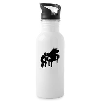 Piano Keys Instrument Playing Classical Music - Water bottle with straw - white - Right