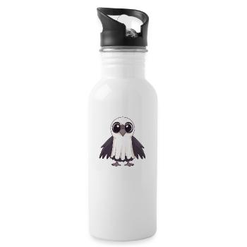 Rabe Vogel Halloween Comic Geist - Trinkflasche mit integriertem Trinkhalm - Weiß - Rechts