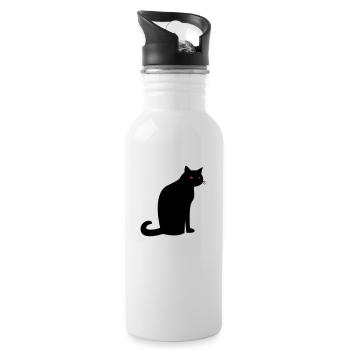 Gruselige schwarze Katze Halloween - Trinkflasche mit integriertem Trinkhalm - Weiß - Rechts