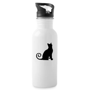 katze silhouette - Trinkflasche mit integriertem Trinkhalm - Weiß - Rechts