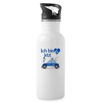Polizeiauto Ich bin jetzt 6 Geburtstag - Trinkflasche mit integriertem Trinkhalm - Weiß - Rechts