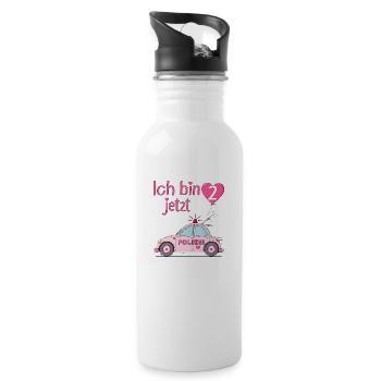Polizeiauto Ich bin jetzt 2 Geburtstag Rosa - Trinkflasche mit integriertem Trinkhalm - Weiß - Rechts