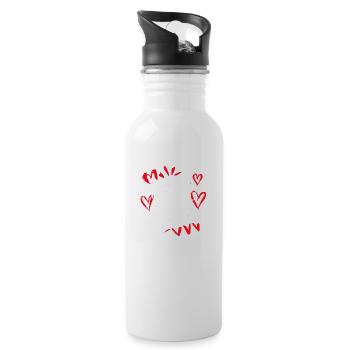 Herzkrieger Mama. Stolze Mama eines Herz-Kämpfers - Trinkflasche mit integriertem Trinkhalm - Weiß - Rechts
