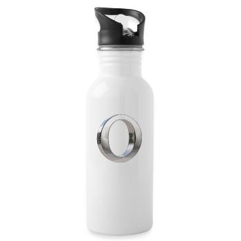 Chrome ,, O " Metallic - Water bottle with straw - white - Right