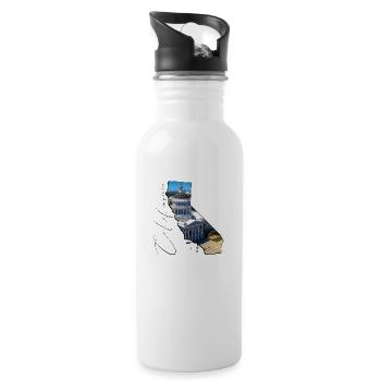 California Capitol in der California Landkarte CA - Trinkflasche mit integriertem Trinkhalm - Weiß - Rechts